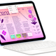 The 10th generation Apple iPad attached to a keyboard case on a white background.